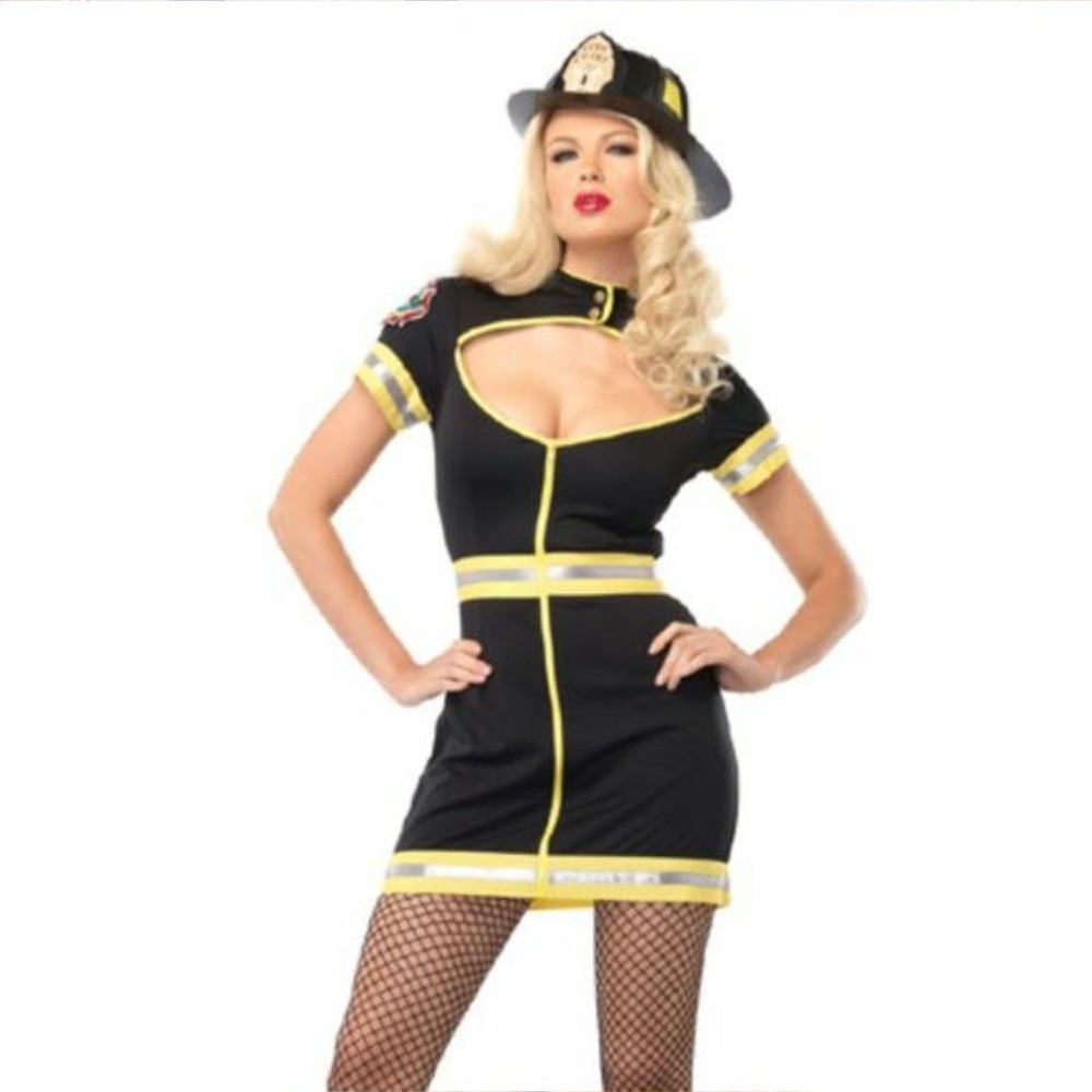 Leg Avenue Flirty Firefighter Costume Dress Halloween Cosplay Set XL New